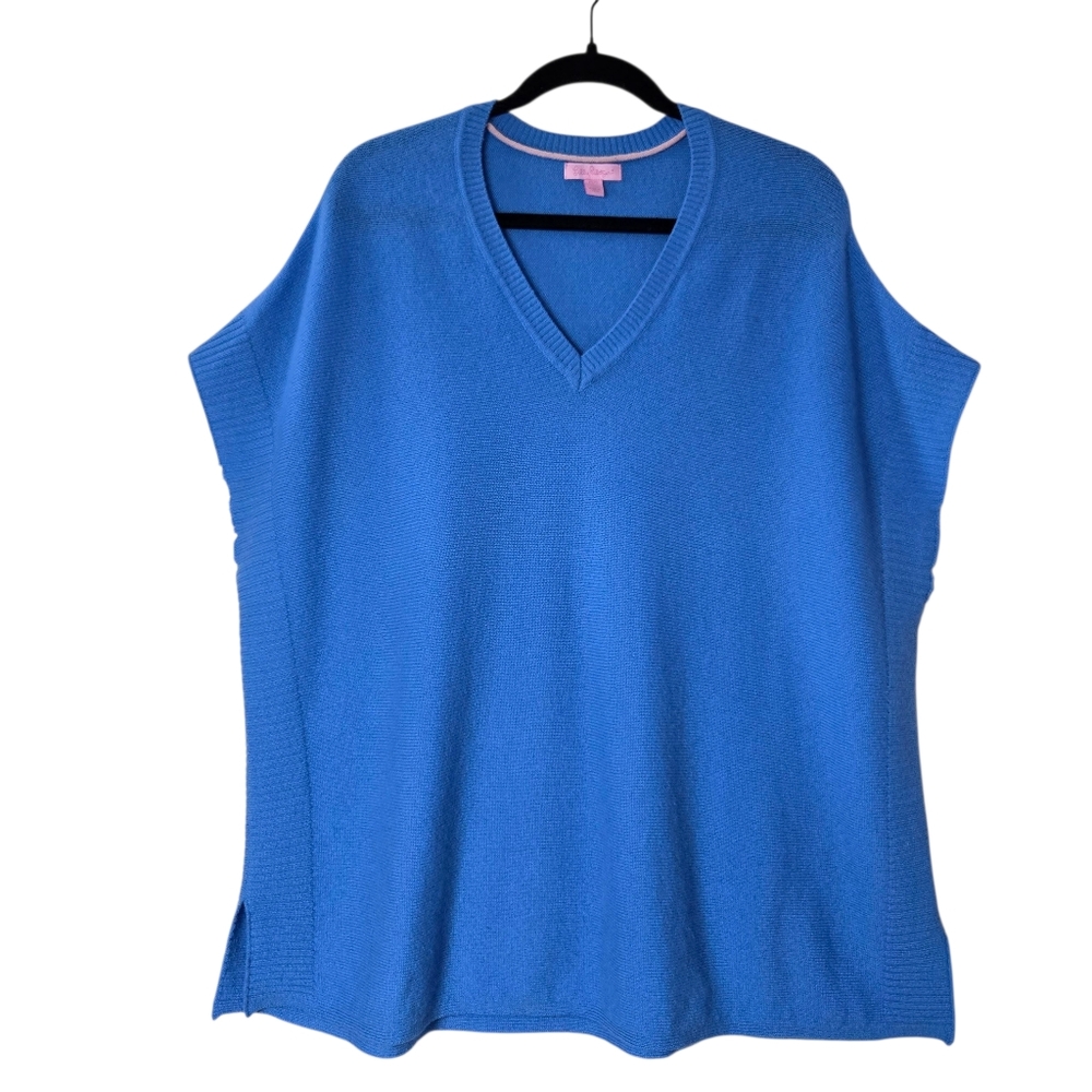 Lilly Pulitzer Blue Cashmere V-Neck Tunic Sweater Size XS/S
